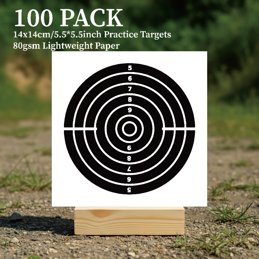E-shop 100er-Pack quadratisches Schießscheibenpapier für Schießen, Bogenschießen, Training – Raster-Layout-Blätter, leicht 80 g/m² für Übungen im