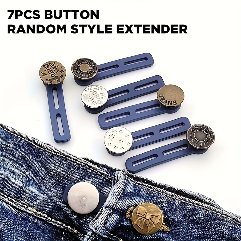 

7-piece Adjustable Waistband Extenders - No-sew, Easy-to-use Button Expanders For Pants & Jeans, Royal Blue