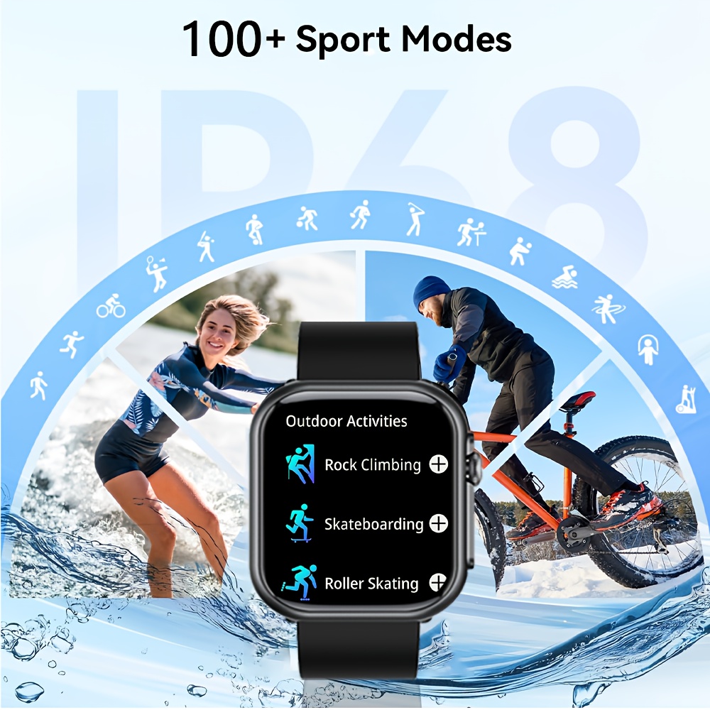 presente para namorados - smartwatch para mulheres e homens: compatível com iphone e , com chamadas bt, monitorização do , resistência à ip68, monitorização de fitness com mais de 120 de desporto, bateria de duração de 1000mah, presente para do pai Detalhes do produto 4