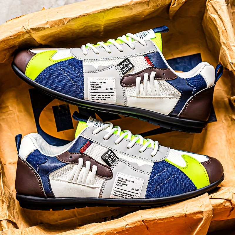 Tenis ligeros y transpirables para hombre zhenyuezu, de caña baja con cordones y suela antideslizante de PVC, diseño en bloques de colores vibrantes, ideales para senderismo, uso diario y estilo urbano casual, regalo de Navidad duradero y elegante