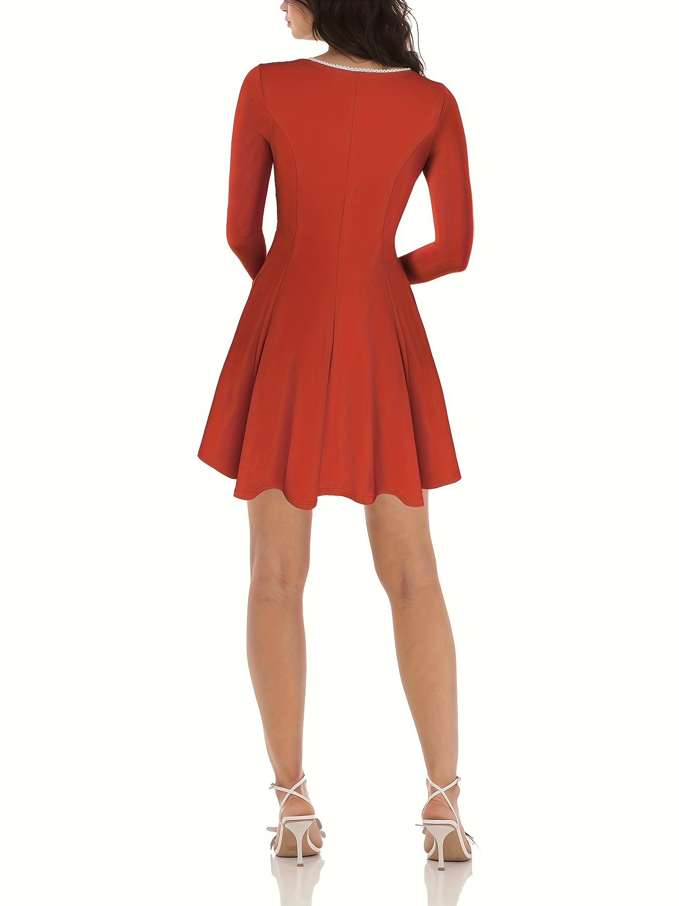 a line flare mini dress Red High-Waisted Flared Trousers