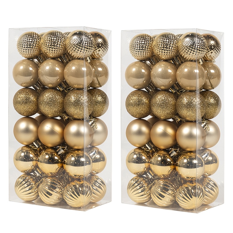 TEMU 72pcs Christmas Tree Ball Ornaments 4cm/1.57inch Anti-fall Christmas Tree Decorations Hanging Balls, Suitable For Holiday Wedding Party Decor