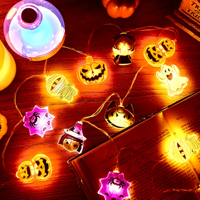 1pc LED Fairy with -like Button Control - Multi-Color Changing (Warm White, Green, Purple, Orange, Black, Yellow, , , Red, Brown, Gray, Cyan) - Indoor/ Halloween & Christmas Party Decorations - LED String with Hanging Hooks - Compatible with Pumpkins, Ghosts, Witches, Spiders, Mummies, Angels - Battery Not Included - Safe & Easy Use