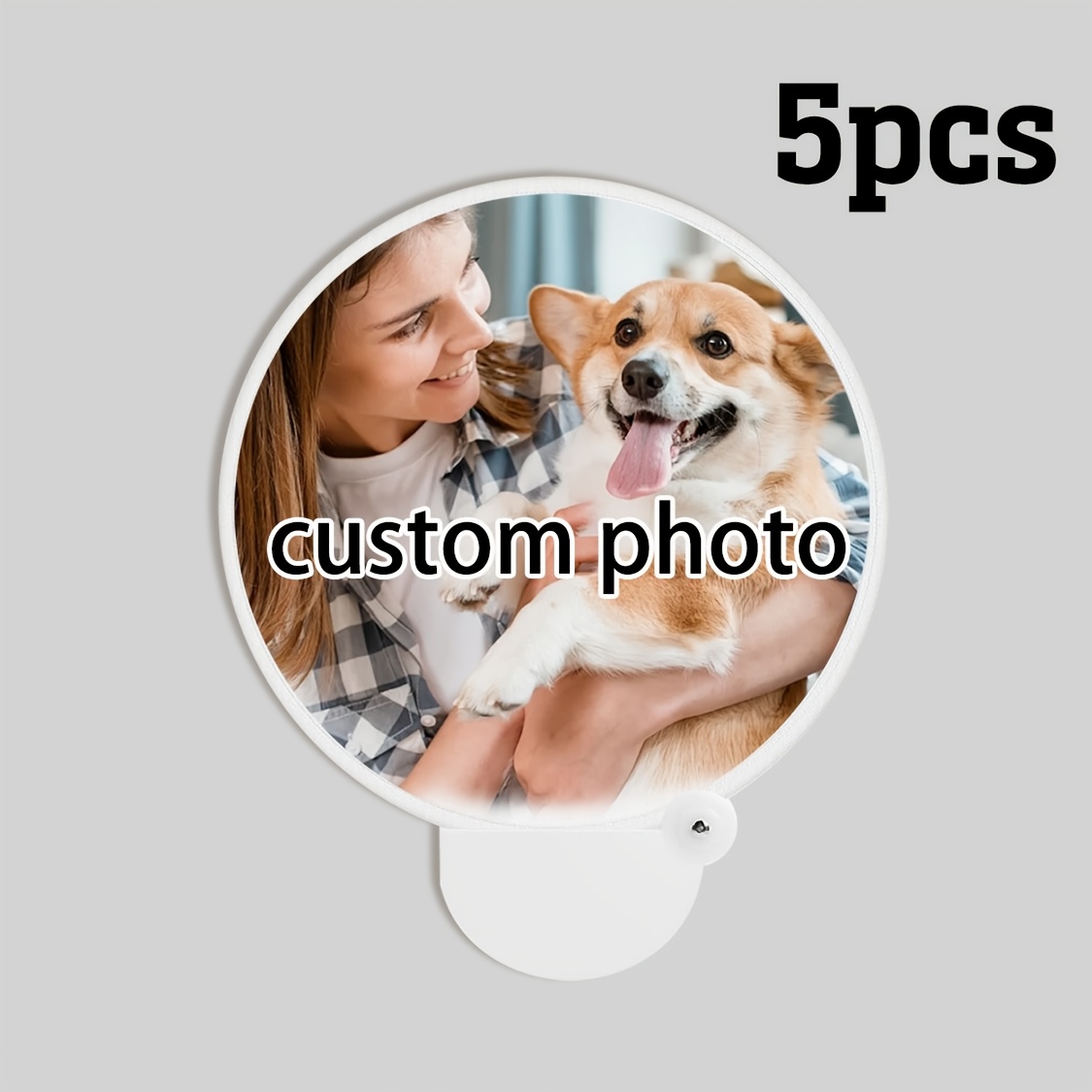 TEMU Abanicos de plegables con foto personalizada, abanicos redondos de boda personalizados, de portátil, publicitario al por mayor con logo, foto o