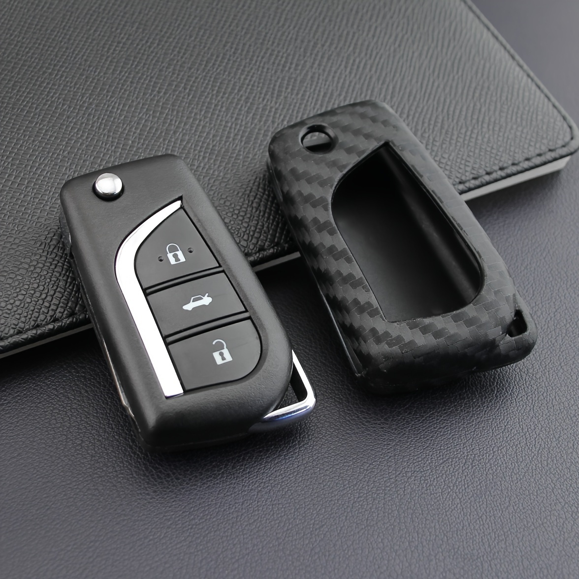 

1pc Suitable For Toyota 2018-2020 Folding Key Shell, Carbon Fiber Key Control Protective Cover For Camry Key Coat For C-hr Car