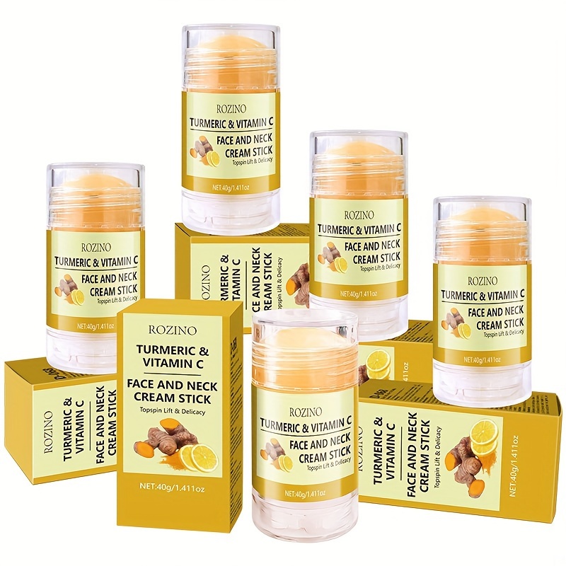 Image of Set Of 5 Turmeric Facial And Neck Sticks, Rich In Natural Plant Extracts, Easy To , Moisturizing The Skin, Retaining Moisture, And Improving Skin . Suitable For Types.