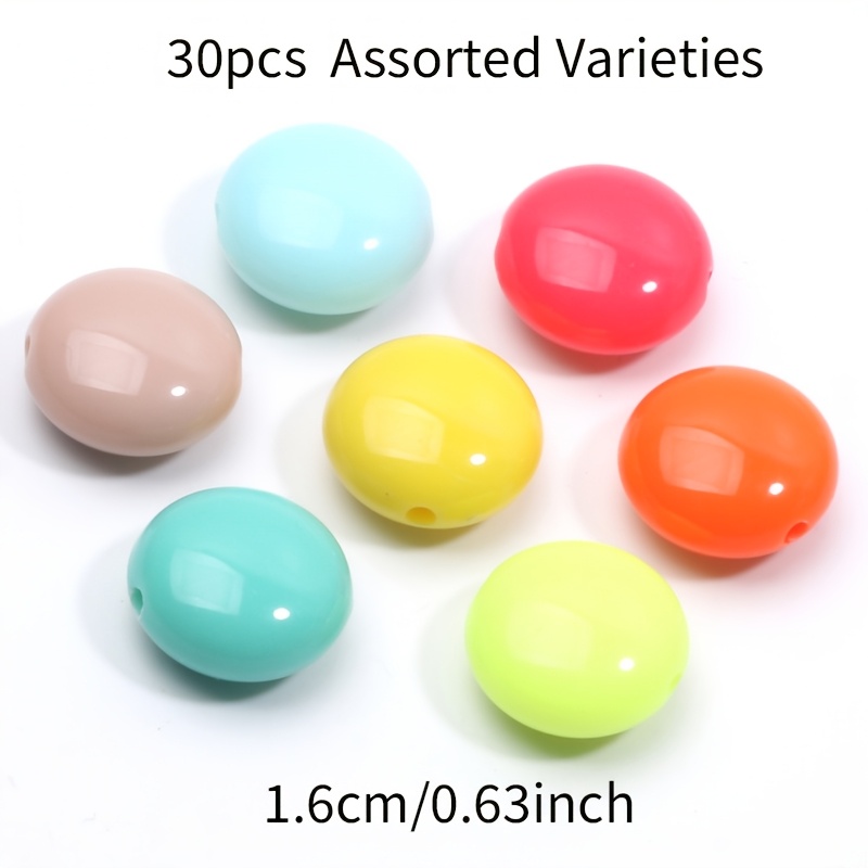 TEMU 16mm 30pcs Random Deep Colored Flat Round Acrylic, Suitable For Diy Loose Bead Bracelets, Necklaces, Earrings, And Phone Charms. Used For