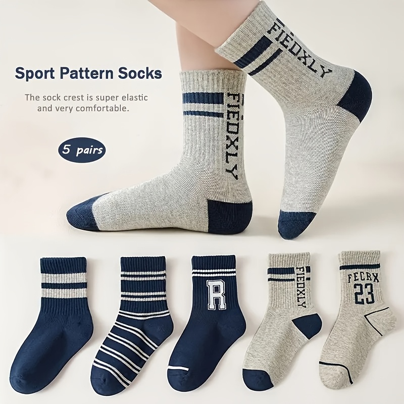 5 Pair Casual Striped Socks