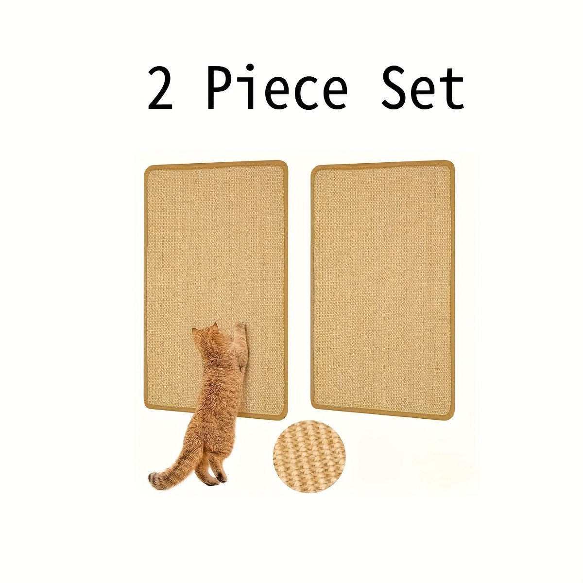 TEMU 2pcs Sisal Cat Scratch Board, Small Indoor Cat Scratch Pad With Adhesive, Indoor Cat Wall Scratch Blanket 15.75inch * 7.87ch