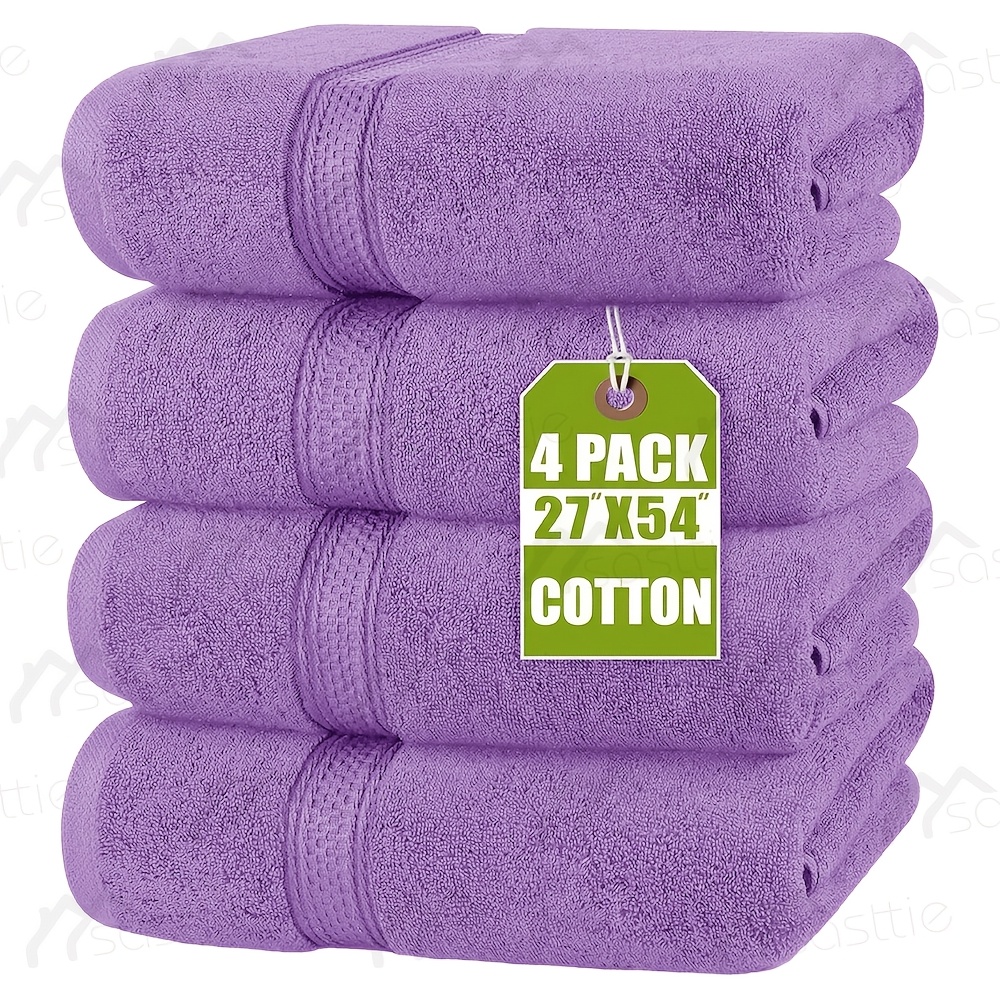 TEMU 4pcs Bamboo Cotton Bath Sheets - Absorbent, Breathable & Rapid-drying, 70x140cm (light Grey)