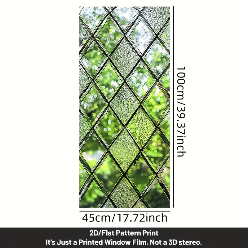 TEMU 2d Flat, 1pc 2d Flat Fashionable Art Window Film With Geometric Patterns, Colored Glass Film, Suitable For Privacy Door And Window Decoration,