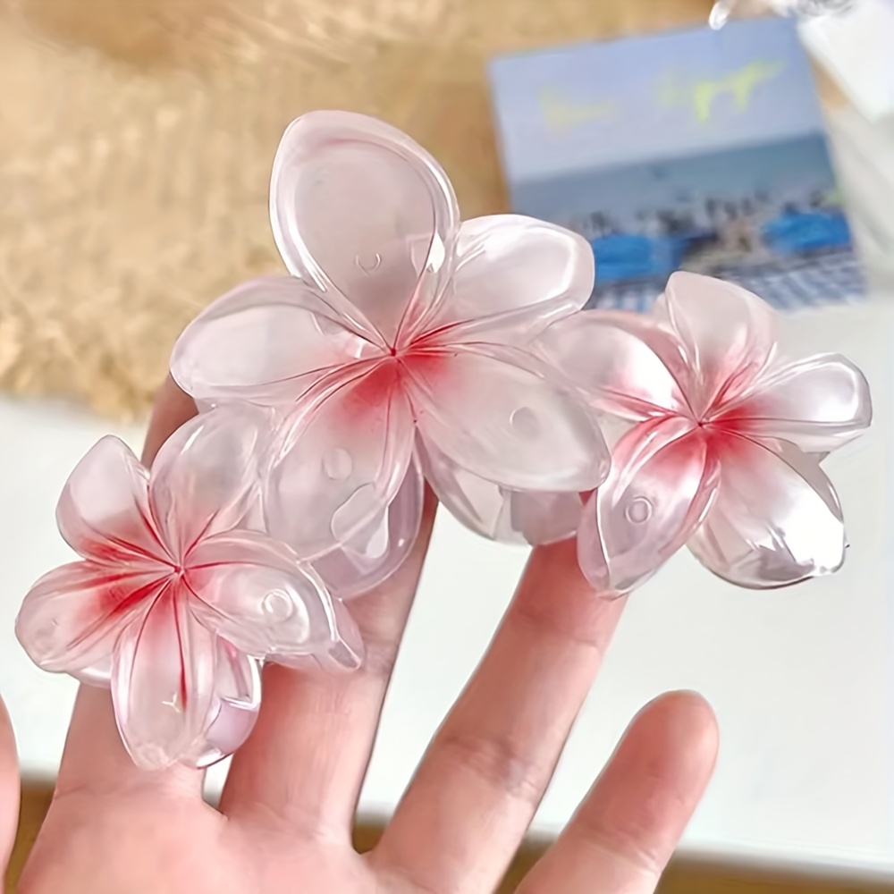 Pince à cheveux à clipser, fleurs rose pâle