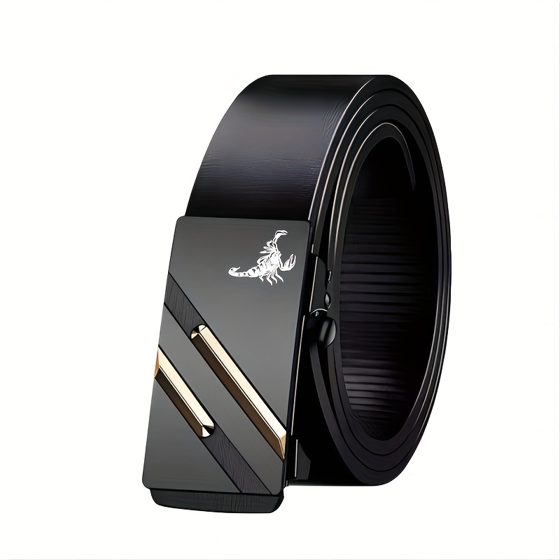Men's Scorpion Pattern Black Automatic Buckle Belt Set