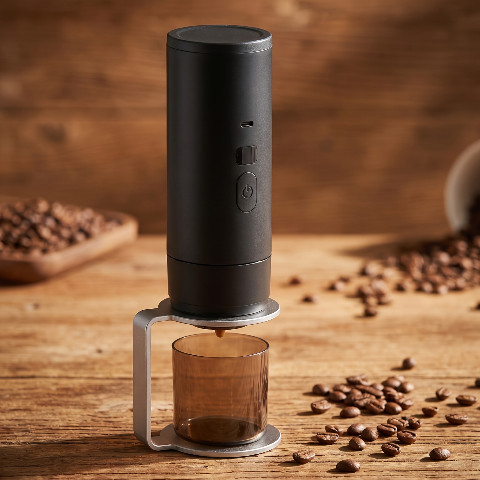 Image of Portable Machine, Espresso Machine, Travel Coffee Machine, Manual Tamping Capsule And Ground Coffee Machine, With Ideal For Motorhomes, Hiking, And The Office