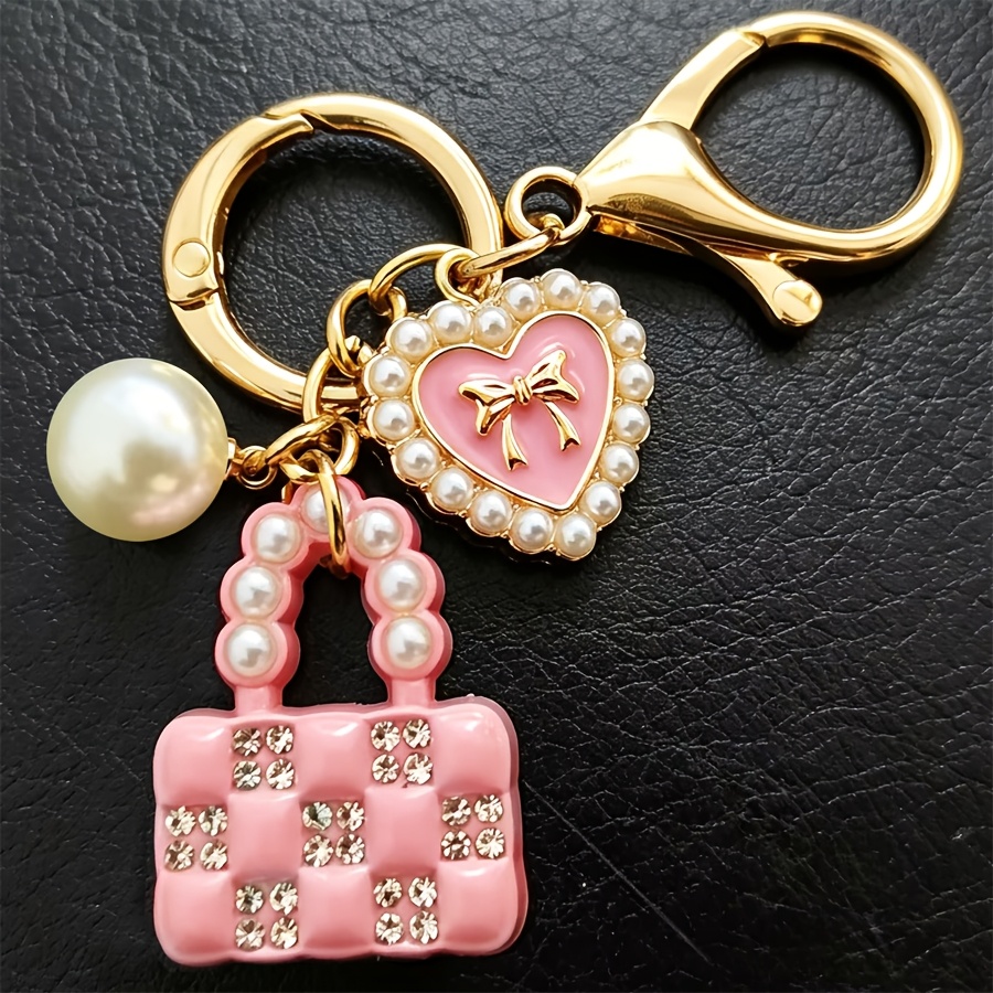 TEMU Mini porte-clés sac à main rose simulé, pendentif de décoration de sac, cadeau cœur fille, souvenir d'anniversaire et pour meilleure