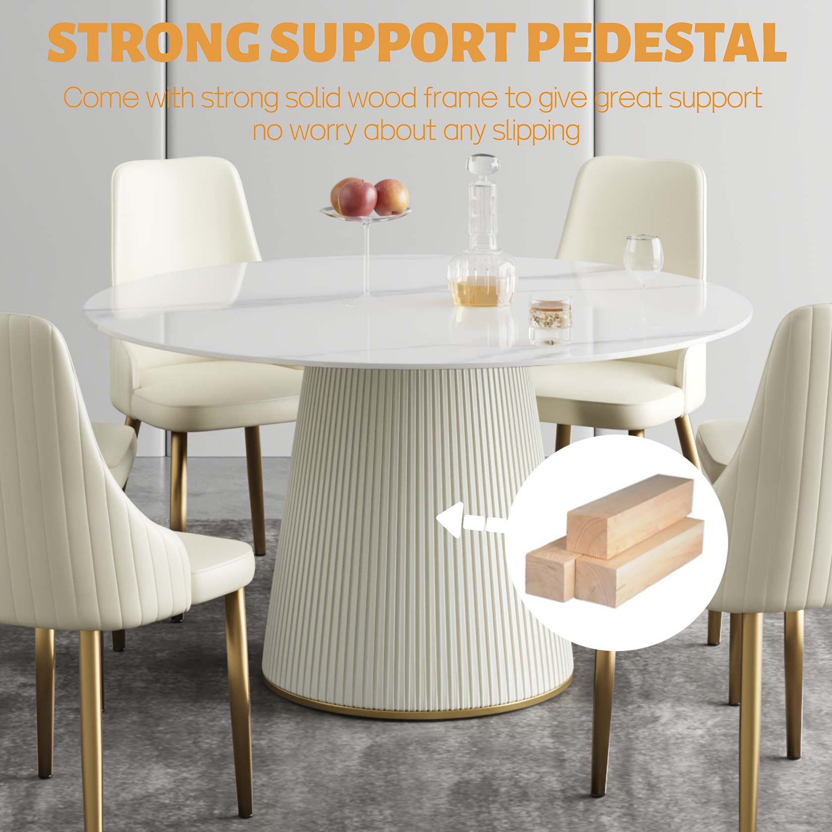 53   table suitable for 6 8 people table only chairs not included   dining rooms or kitchens featuring a glossy sintered stone top and a beige solid wood base ideal for restaurants as well Product details 11