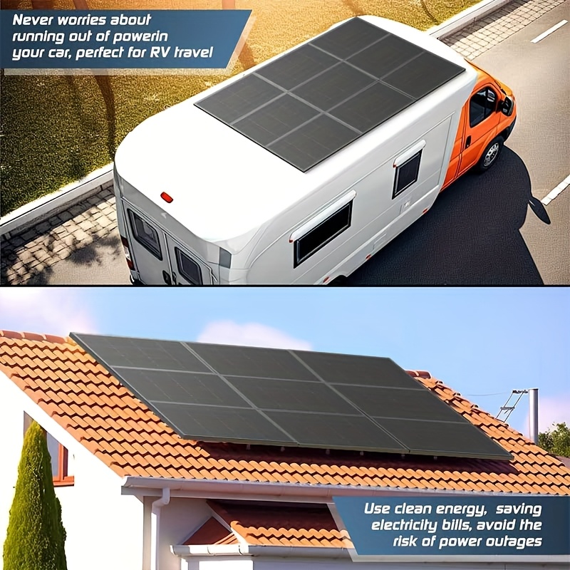 Module Solaire Rvpozwer 440W Monocristallin Type N - 2 Panneaux De 220W - Efficacité 24,3% - IP68 - Pour Camping-car, Bateau, Jardin - 14
