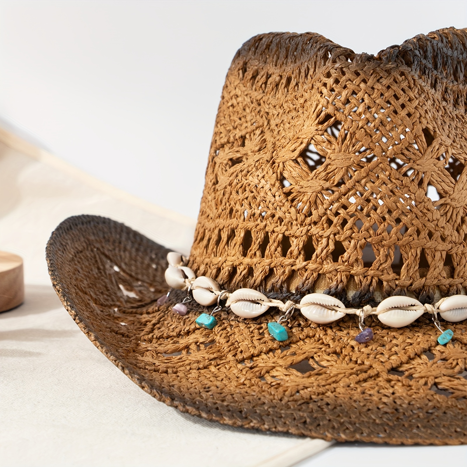 Handmade Hats Cowboy Beach Hat Hand Burned Wool Fedora, Fall Fall