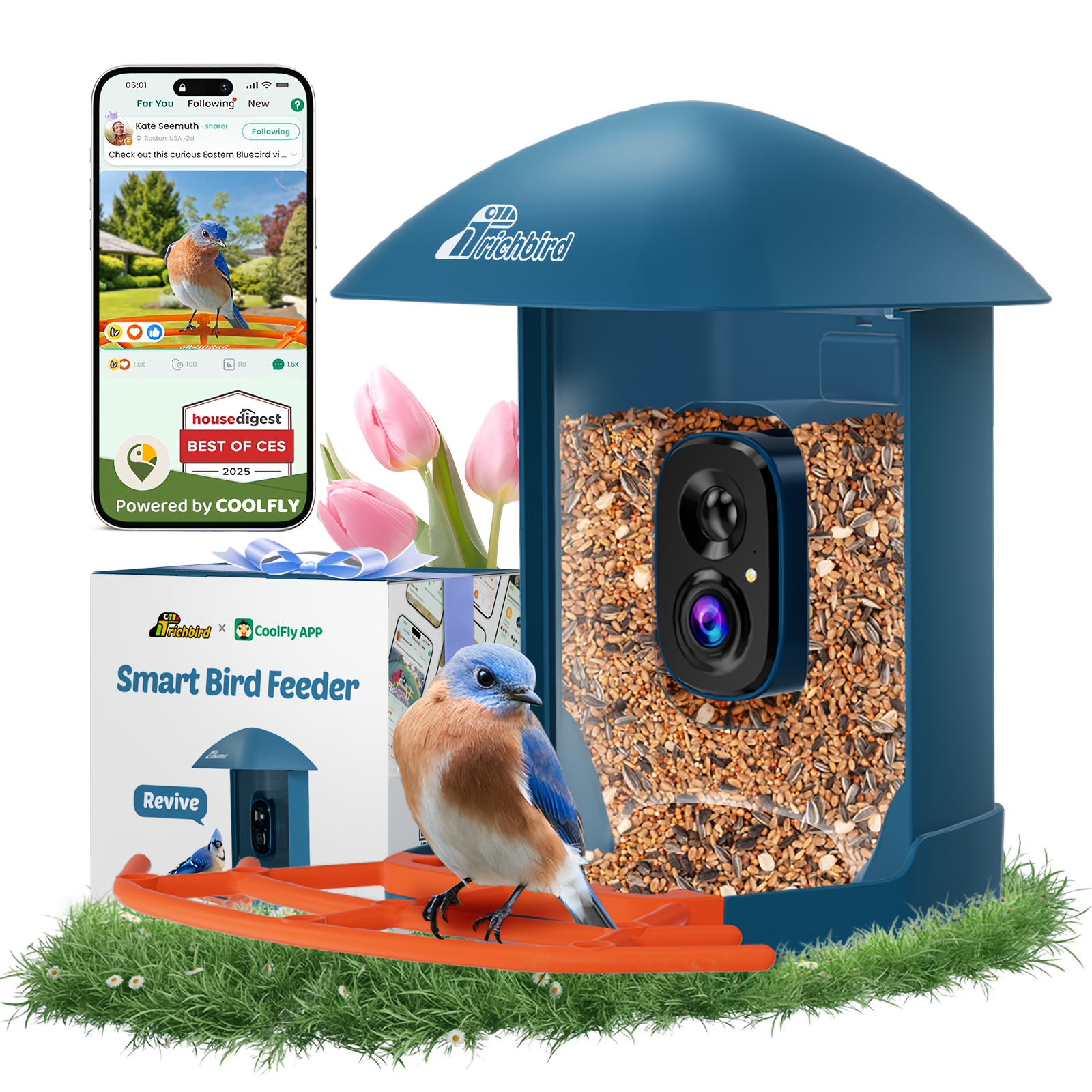 TEMU Feeder With Camera, Solar Bird Feeder, Bird Feeders For Outside Large, Large Weatherproof Bird Feeder, Bird Feeder With Camera, Bird Feeder