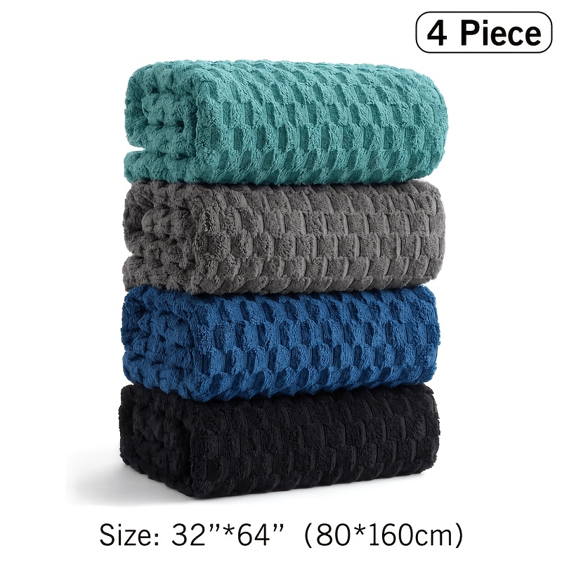 4pcs Oversized Bath Towel Set 32"x64" Extra Large Microfiber Towels Ultra Drying Multi Color Combo Beige White Light Blue Dark Gray Color Luxurious Spa Grade Bath Towels For Or Gifting Modern