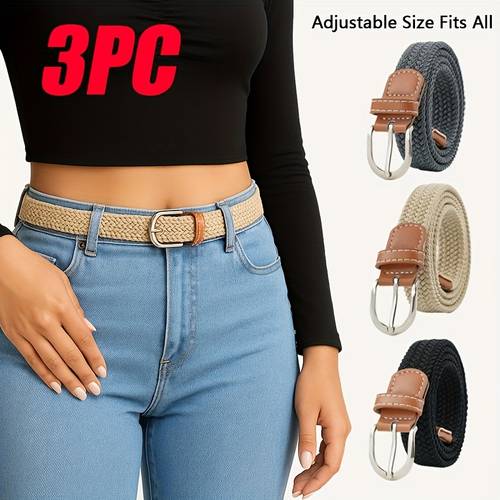 3 piezas, cinturón deportivo elástico para mujer, cinturón de golf calidad con de aleación, diseño sin orificios, tamaño ajustable en cualquier , , transpirable, con pantalones casuales, un cinturón multifuncional para las ocasiones