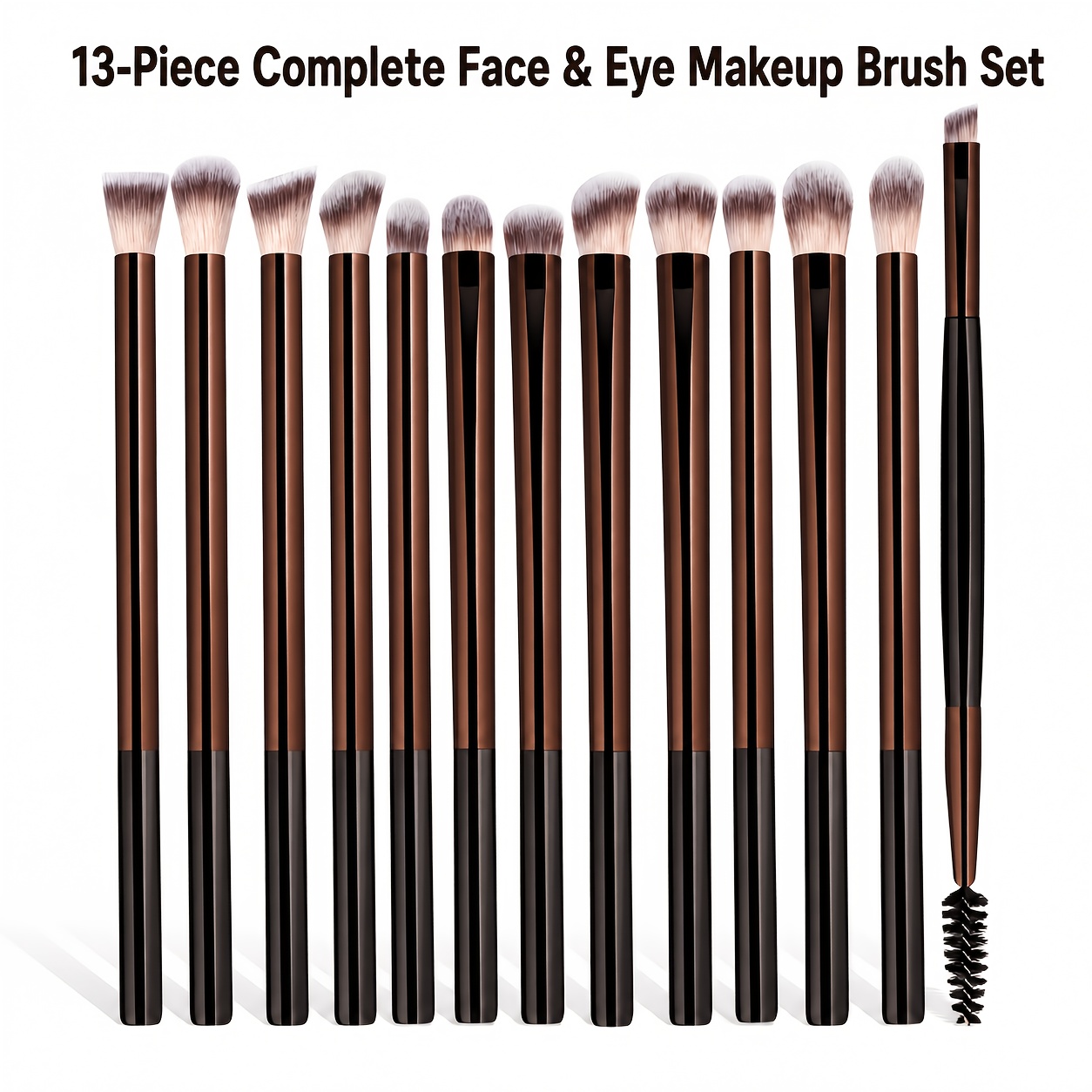 TEMU Set de 13 pinceaux pour maquillage des yeux, poils en synthétiques de qualité supérieure, virole en aluminium, manche en ABS, pinceau pour