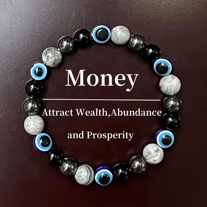 9-Piece 8mm Natural Stone and Glass Beaded Layered Boho Bracelet for Men
