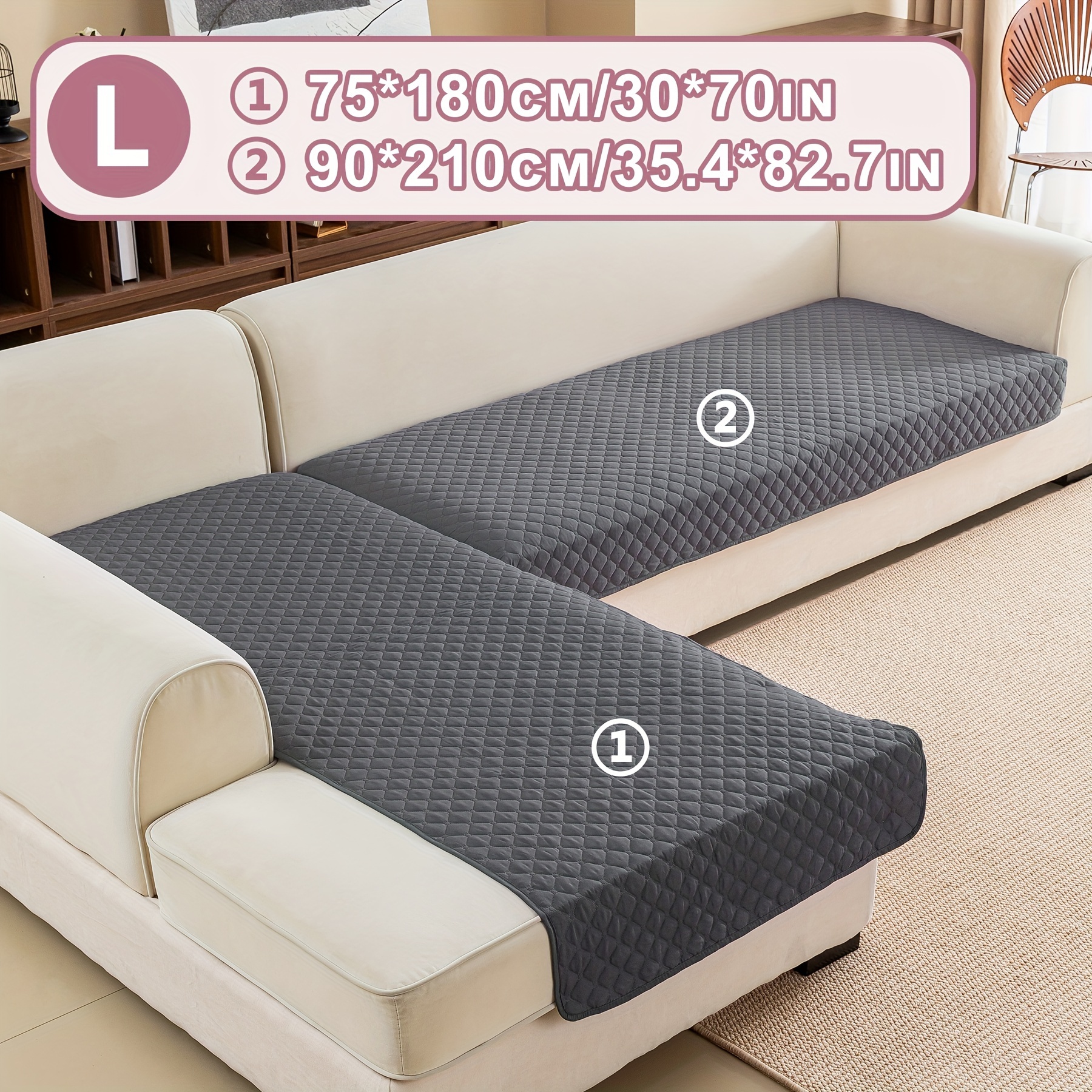 2pcs L-shaped Sofa Protector Pads, Pet Sofa Mats, Wear-resistant Sofa Covers, Suitable For L-shaped Sofas, Machine Washable