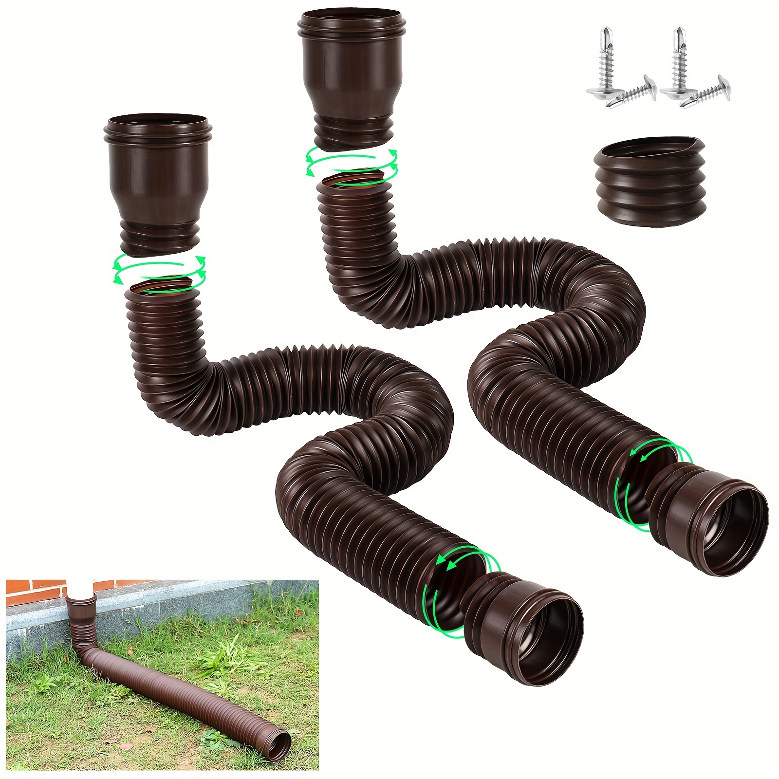 

Flexible Downspout Extension For Rain Gutters - 1pc/2pcs, Expandable Plastic Drainage Pipe, Pe Material, Fits 3x4 Inch And 4x4 Inch Downspouts, With Screws (single Pack In Opp Bag, Double Pack In Box)