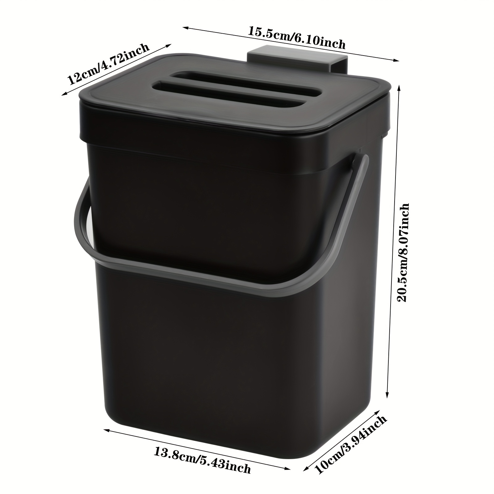 1pc Kitchen Compost Bin, Plastic 101.44oz Trash Can, Food Trash Can, Hanging Countertop Storage Bin With Handle And Lid, Kitchen Accessories
