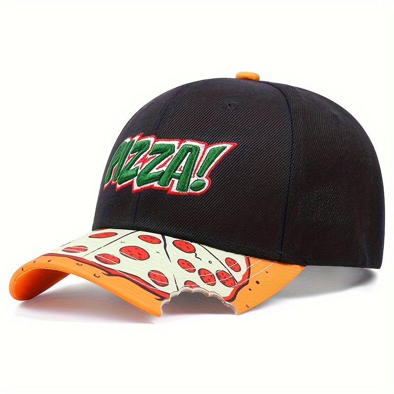 

Stylish Unisex Pizza Embroidered Baseball Cap - Lightweight, Curved Brim Sun Hat For Men & Women