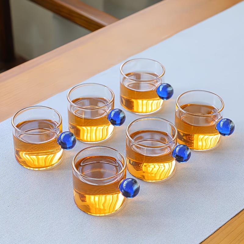 TEMU Boîte de 6 tasses à café en verre avec poignée, pour les lattés chauds ou froids, , cadeaux pour amateurs , adaptées au micro-ondes