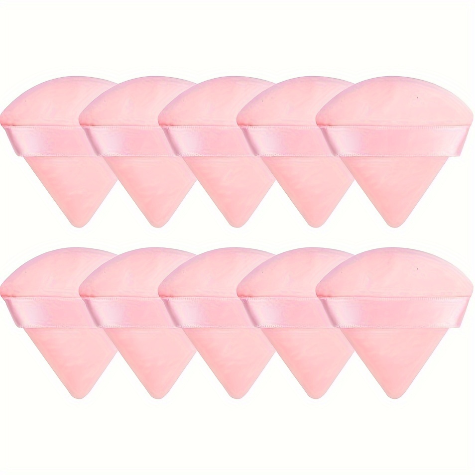 

Pure Cotton Triangle Makeup Sponges 10-pack, Unscented Blending Puffs For Setting Powder, Air Cushion Cosmetic Applicators For Normal Skin - Pink