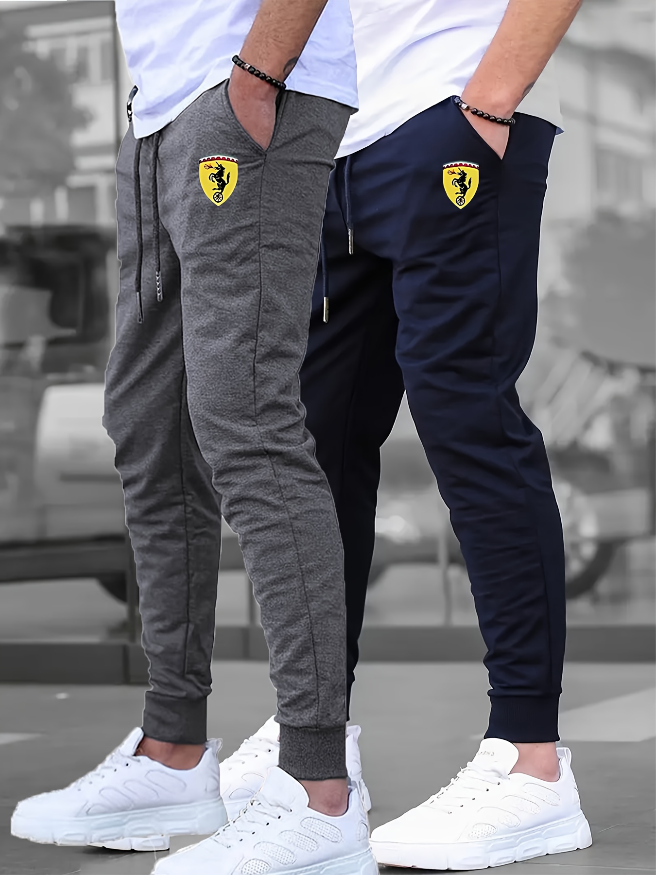 2pcs of Men's drawstring foot sports pants and Men's casual slightly elastic jogging shirt, suitable for spring and autumn running and jogging, outdoor fabric, Jogger Pants, Warm Joggers for Men, Baggy Joggers, Joggers Men, Running Pants, Outdoor Jogging, Relaxed Fit, Sporty Design, Durable Construction, Lightweight Joggers, Athletic Pants, Men's Activewear, Fitness Enthusiasts, Gym Goers