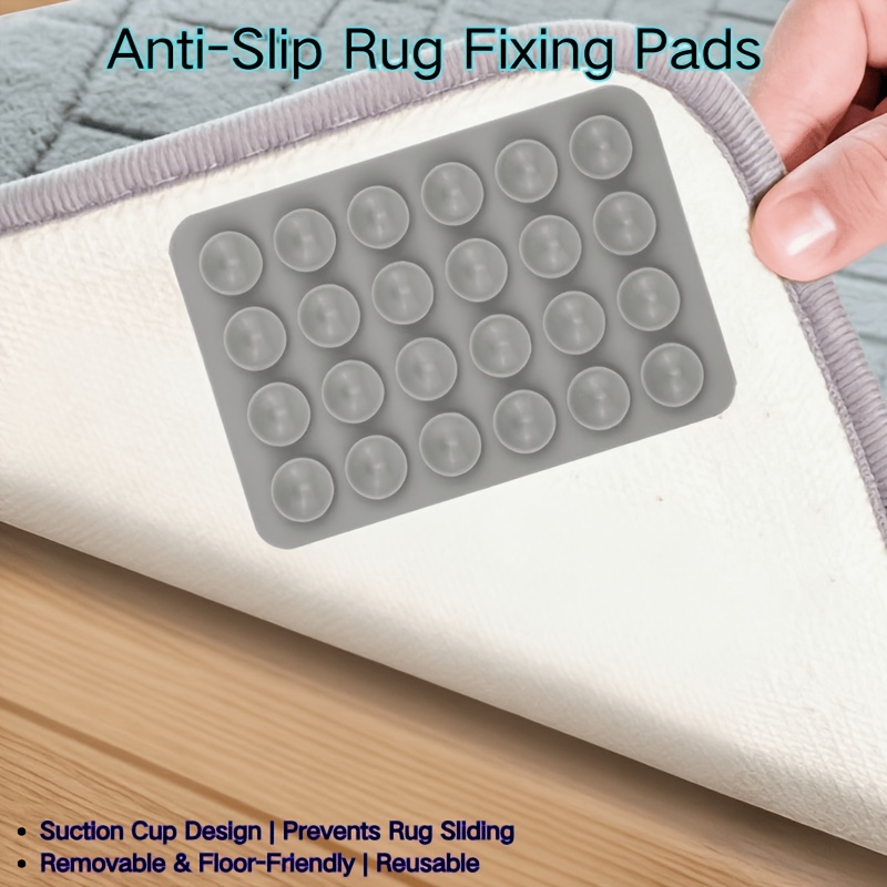 TEMU 6-pack Reusable Rug Anti-slip Pads, Easy-to-install Rug Grippers, Prevent Sliding, Curling & Shifting, Durable Floor Holders For Kitchen, Living
