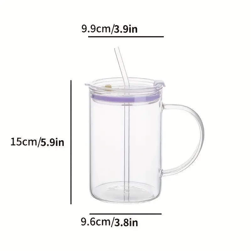 2 4 high capacity glass cups heat resistant household drinking cups come with cup brushes straws and lids in multiple colors Product details 2