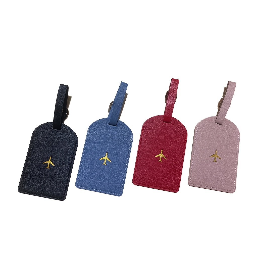TEMU 4pcs Pu Luggage Tags Suitcases, High Quality Baggage Label Address Name Id Card Set Travel Bag Accessories With Adjustable Strap Privacy Cover