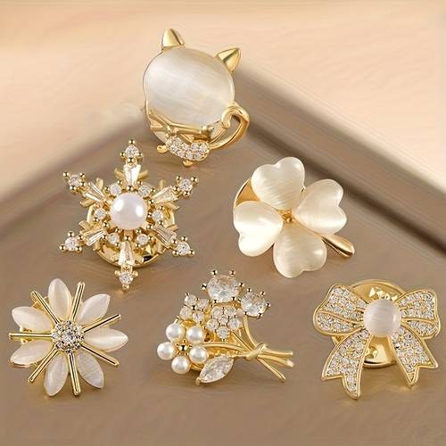 6pcs womens non slip brooches floral with rhinestones with multicolor for weddings parties and daily wear elegant clothing additions