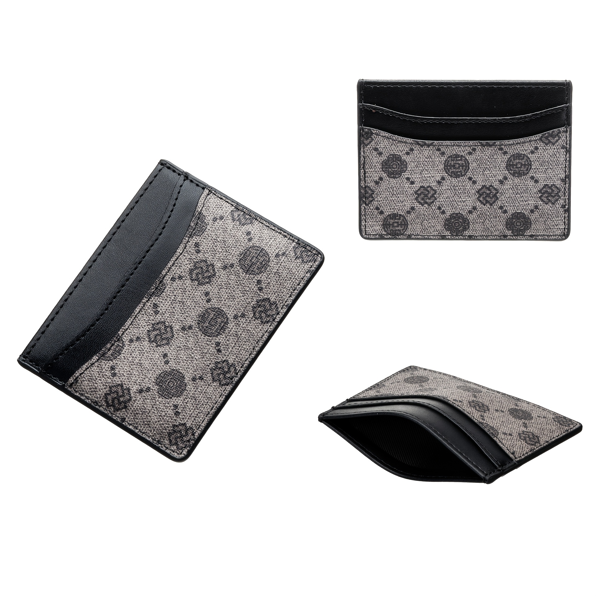 Image of 1pc Instagram-style Geometric Print Card Holder, Creative With Multiple Slots, Portable And Ultra-thin, Unisex