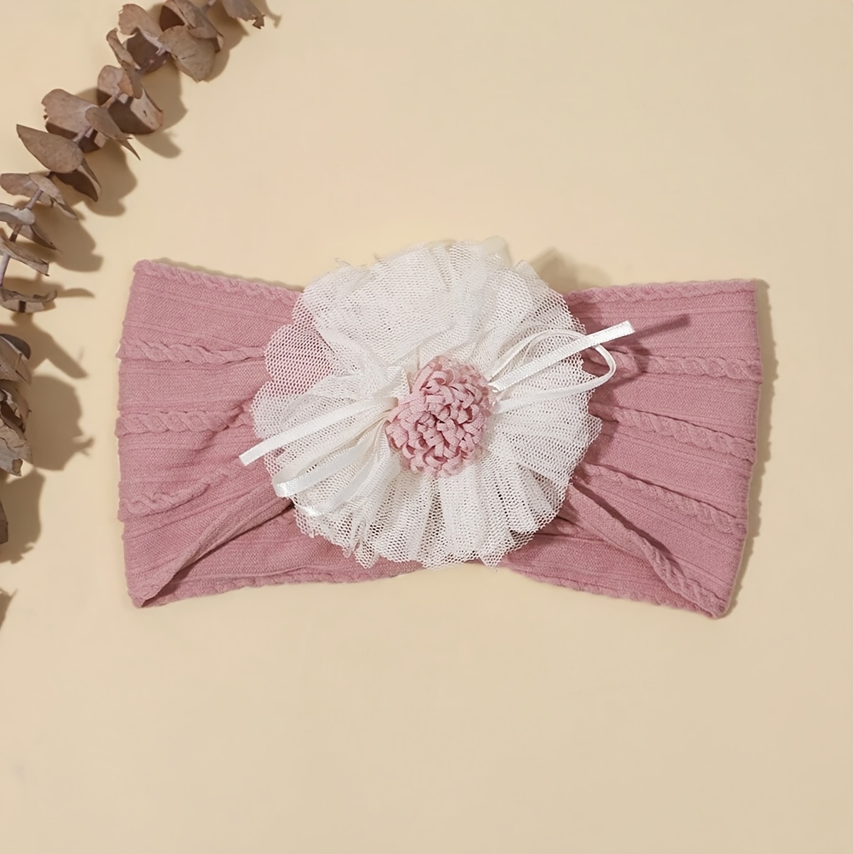 Bandeau Bébé Fille 0-3 Mois - Lot De 2 Avec Fleurs Blanches En Dentelle - Déco Cheveux Pour Quotidien Et Fêtes