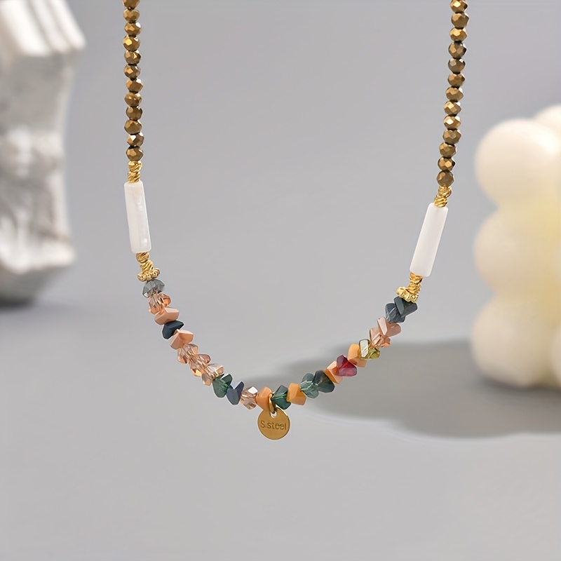 Bohemian Beaded Necklace with Artificial Crystal