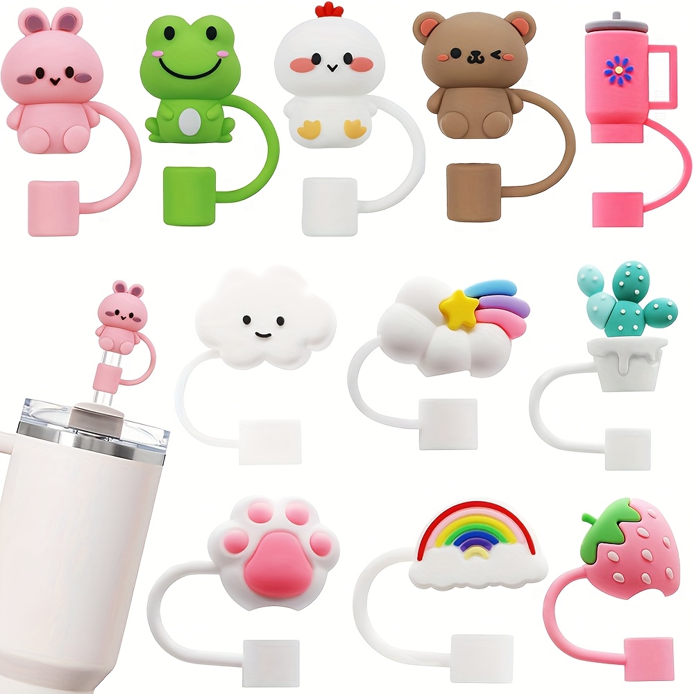 11pcs Straw Cover For Tumbler Cup, 10mm 0.4in Silicone Straw Topper For Tumbler 30oz&40oz, Perfect For Work, School, Outdoor Activities, Thanksgiving, New Year Gifts