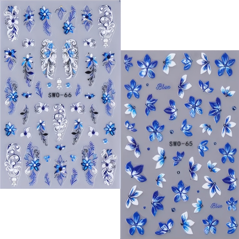 2pcs Self-adhesive Micro- Lily Nail Stickers - 2/3 Floral Pet Film, & Remove, Nail Art Suitable For Women &, Spring Summer Nail Decals