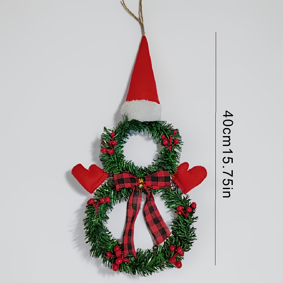 Image of 1pc, 16-inch Christmas Snowman Wreath, Christmas Snowman Decoration, Christmas Ornaments