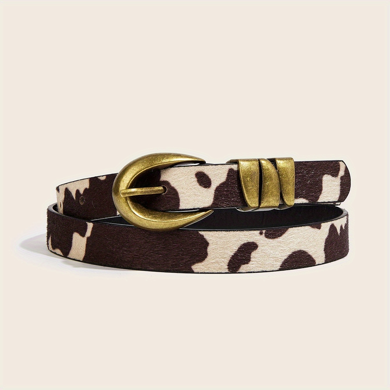 E-shop 1 Stück Kuhmuster Samt Textur Damen Herren Gürtel, Retro Street Bohemian Y2K Street Style Dekorativer Gürtel, Passende Hosen, Freizeitkleidung,