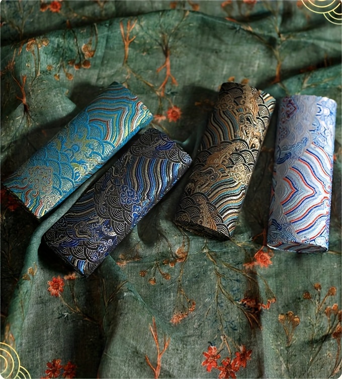 semi hard glasses case elegant vintage brocade design glasses storage holder for women men details 0