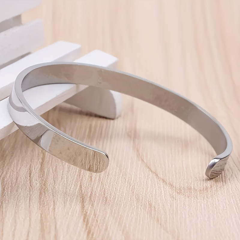 Elegant Stainless Steel Open Cuff Bracelet - Sleek And , Accessory For Casual Attire