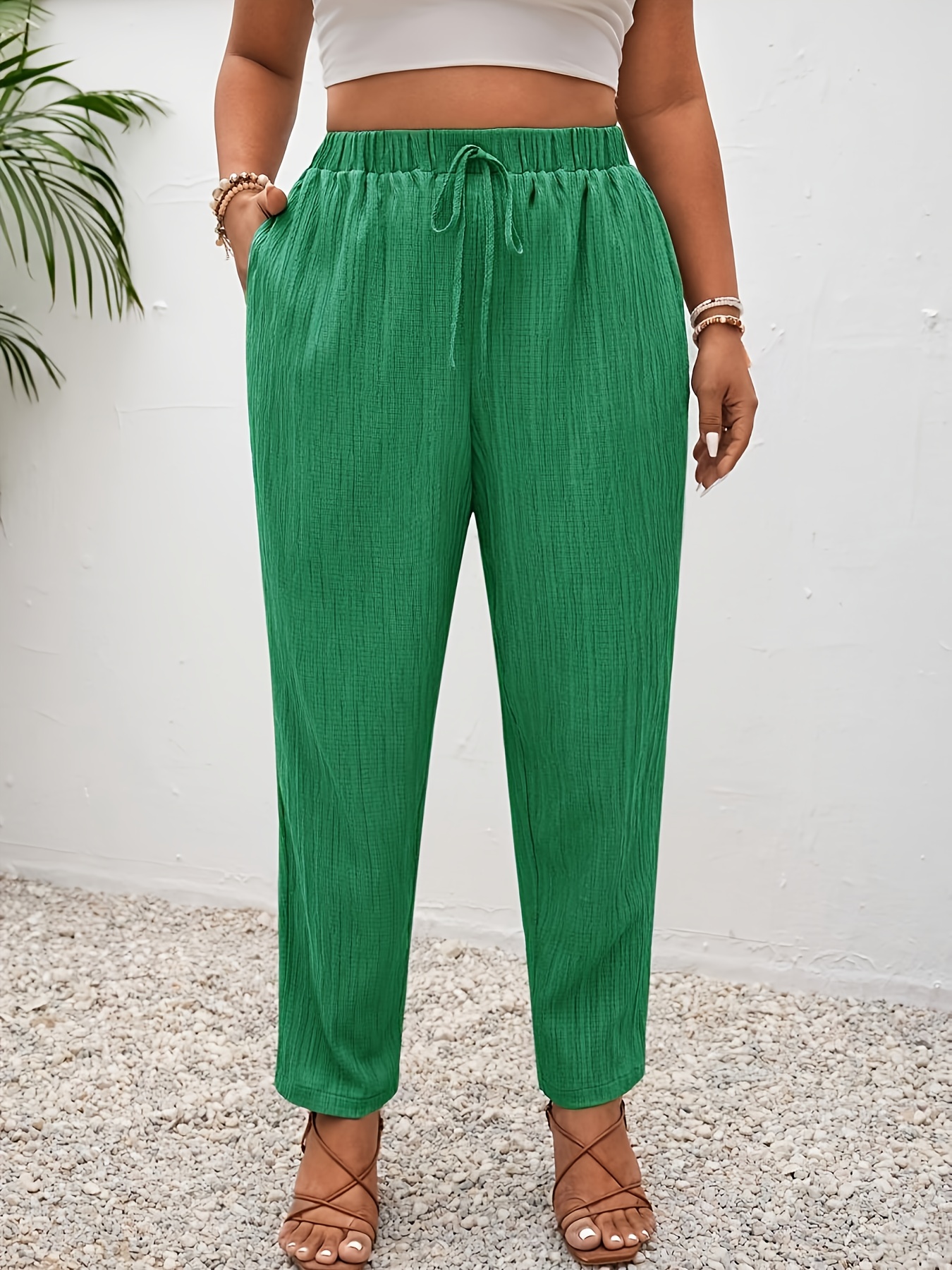 plus size   edition extends   and fashion featuring slant pockets   drawstring details and a comfortable elastic waistband versatile for daily commutes   are womens plus size pants