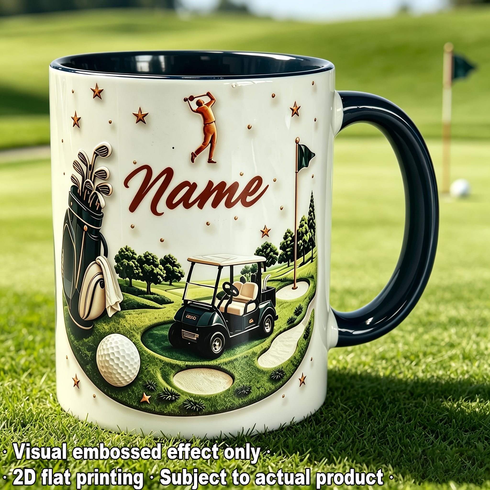 TEMU 2d Printing Custom Golf Cup, Personalized Golfer Coffee Mug, 2d Flat Printing, Gift For Dad Husband Golf Lover, Golf Course Coffee Cup, Golfer
