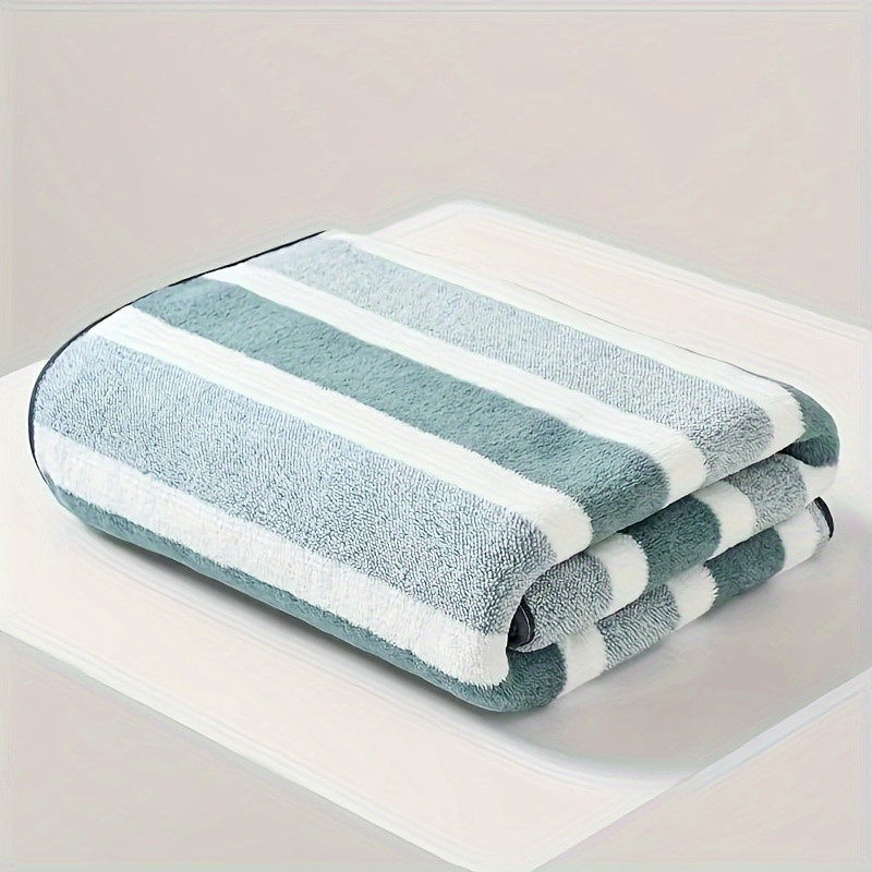 TEMU Ultra- Velvet Striped Bath Towel - Quick Dry, , Large 26.92x53.84